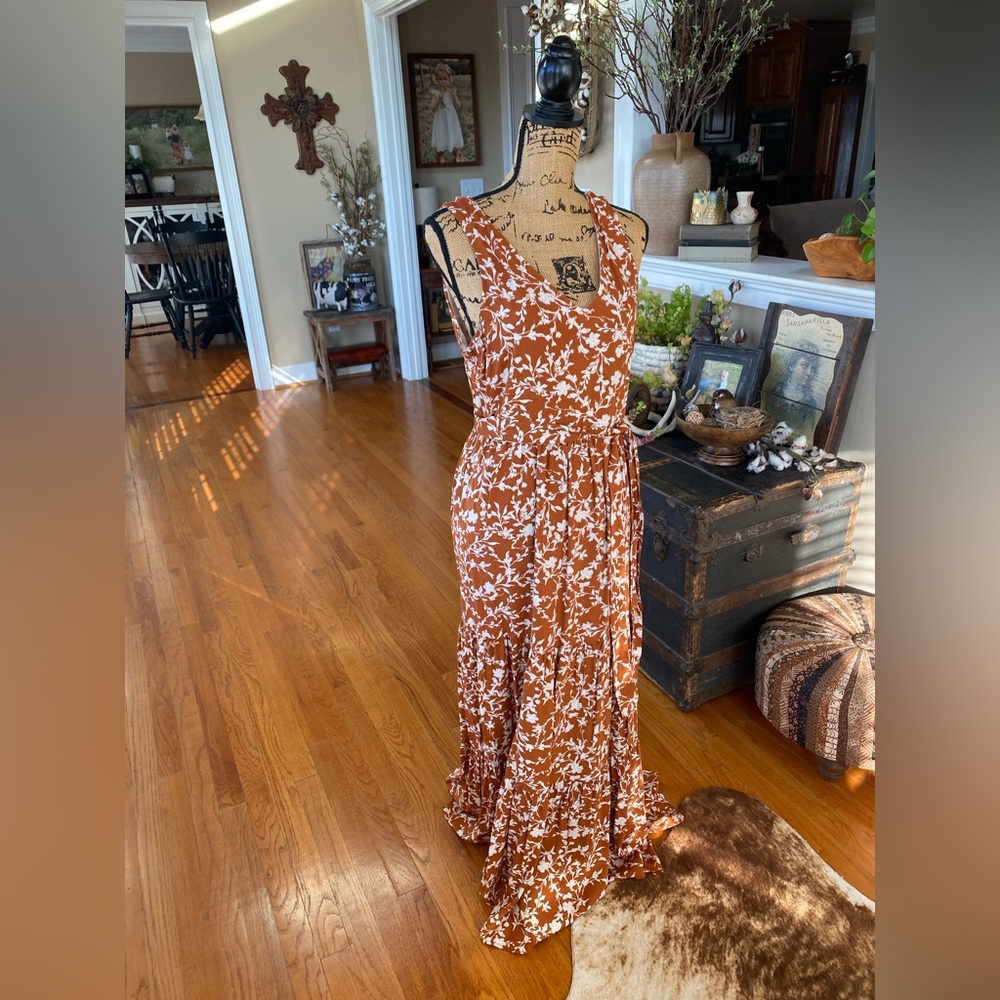 Cynthia Rowley brown and white floral maxi dress - Picture 4 of 8